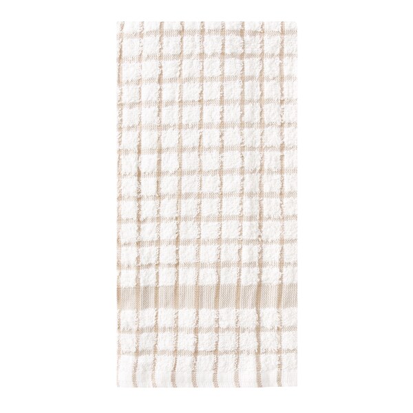 Ritz Concepts Coordinate Kitchen Towel 100% Cotton Terry Natural/Taupe, PK12 10800 - main